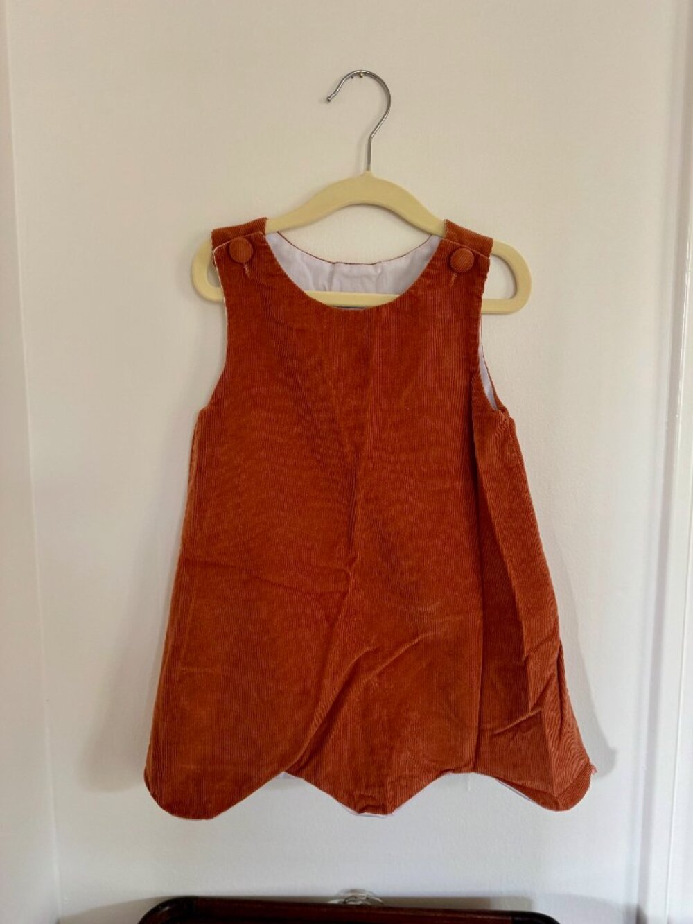 Bella Bliss Corduroy Burnt Orange Scalloped Dress